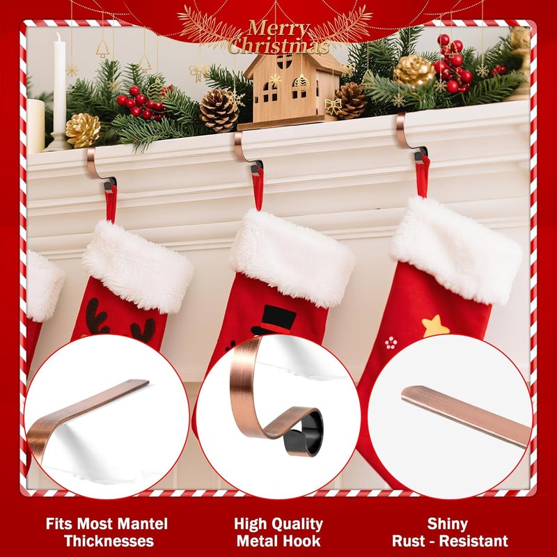 Doitory Christmas Stocking Holder Hanger,6 Pack Adjustable Stocking Holders for Mantle and Fireplace Metal Decoration for Xmas Holiday Party - Image 4